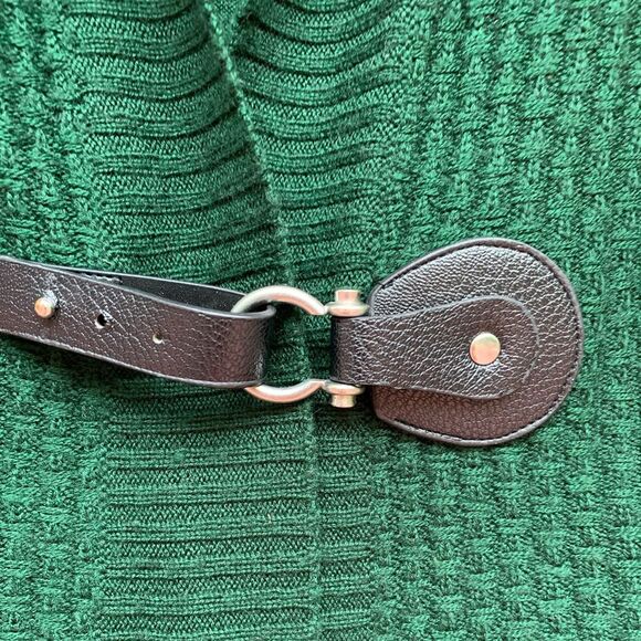 Carole Little dark green Long-sleeved cardigan, fastener, 50% merino wool, L - Picture 3 of 8